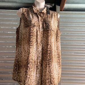 Worthington Tops Worthington Snakeskin Button Up Tank blouse Ladies Large